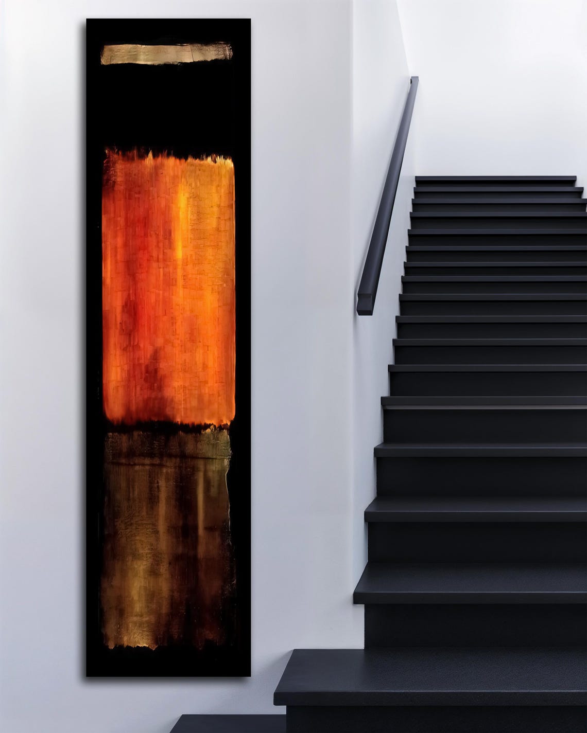 Rothko Style Black Orange Ember Dramatic Abstract Vertical Art Poster - Image 3