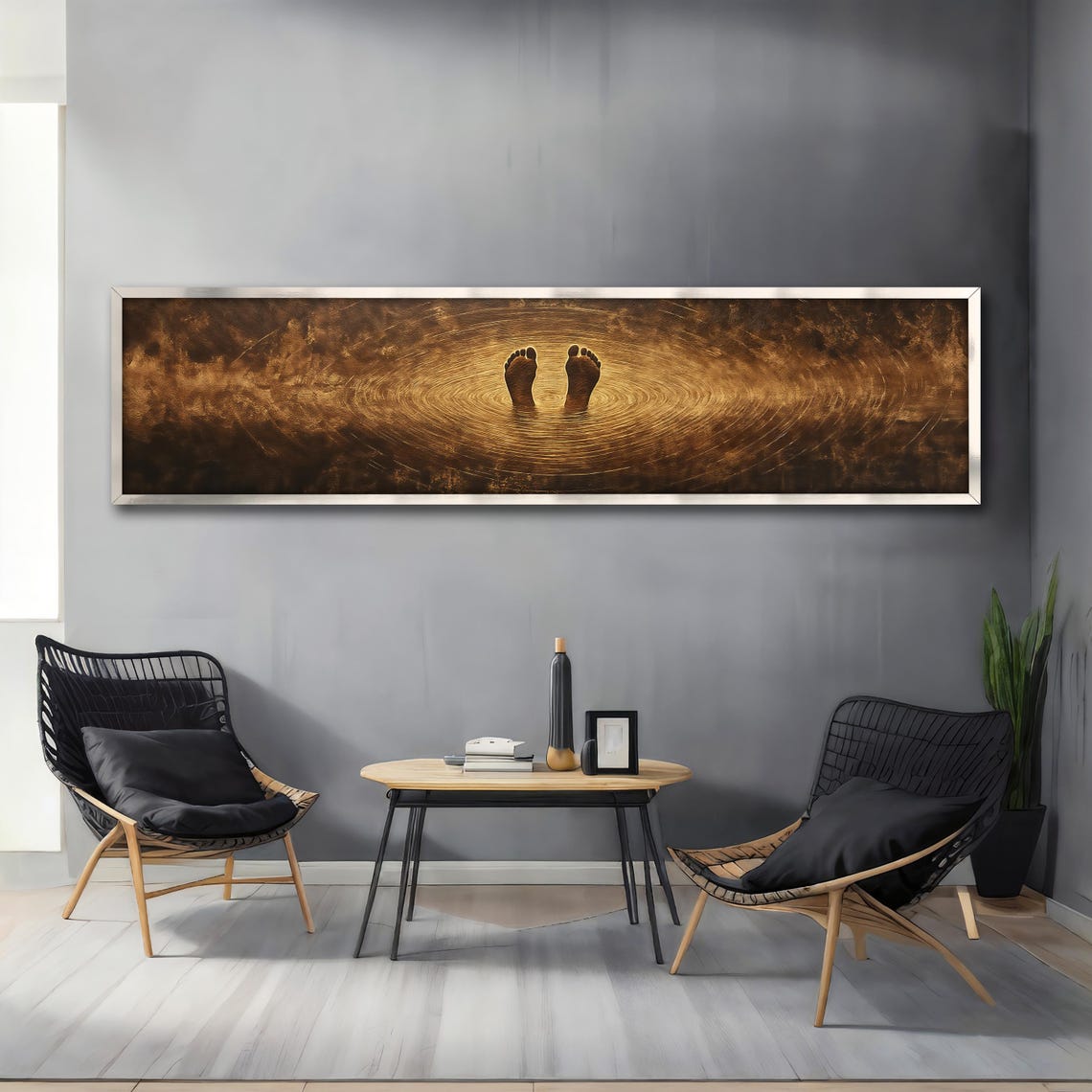 Golden Feet Ripples Water Panoramic Tranquil Zen Spa Art Poster - Image 4