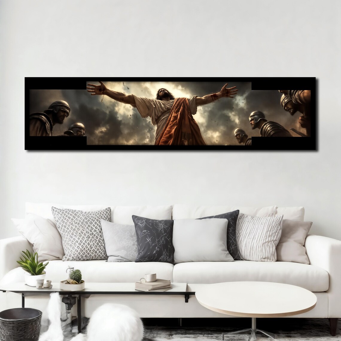 Jesus Arms Outstretched Crucifixion Dramatic Panoramic Religious Poster - Image 3