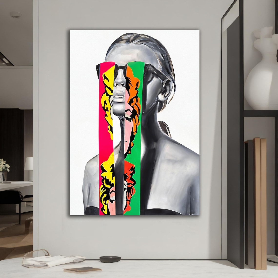 Marilyn Monroe Pop Art Portrait Neon Color Strip Modern Wall Art - Image 4