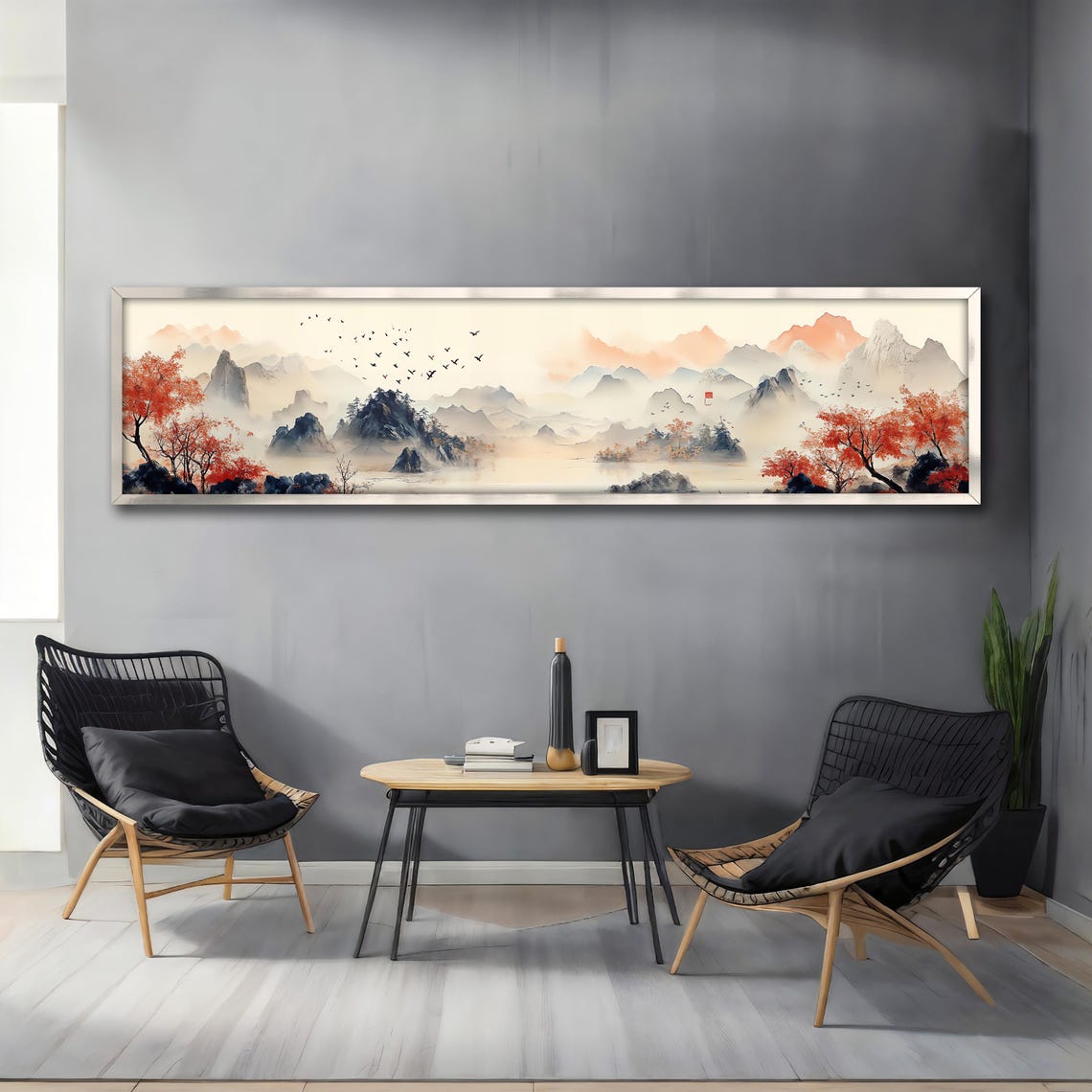 Chinese Ink Mountains Mist Panoramic Asian Landscape Art Poster - Image 4