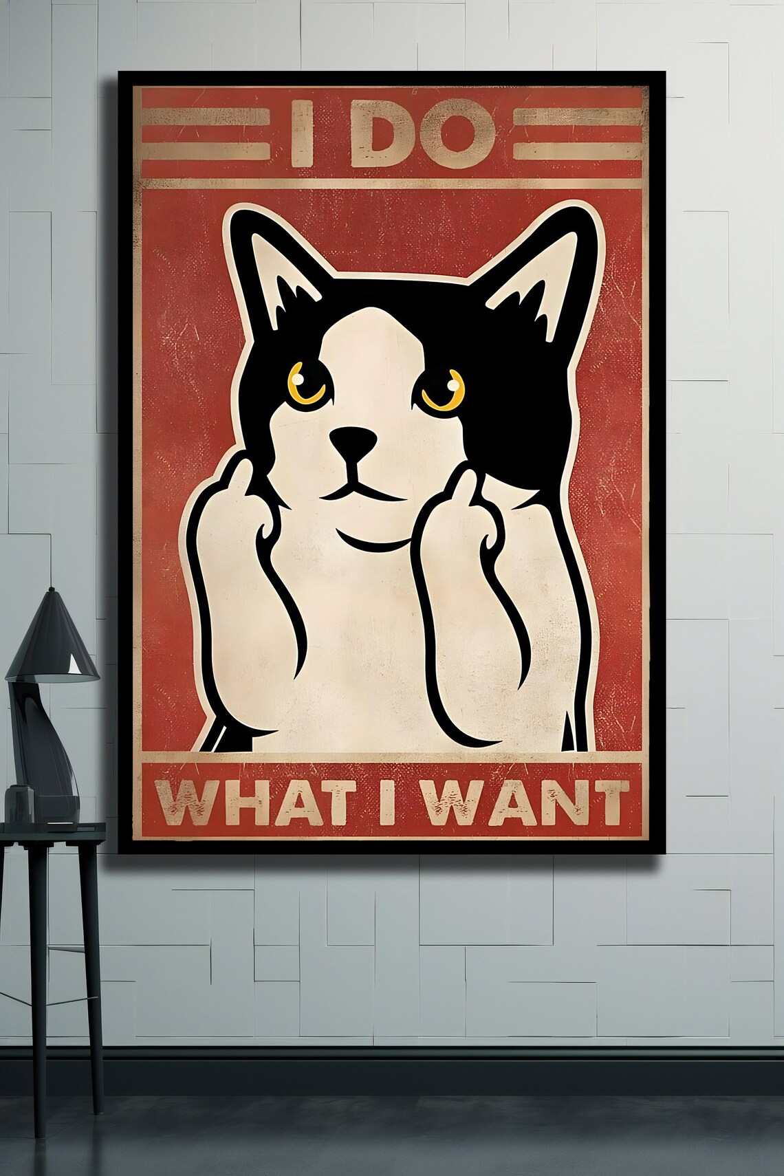 I Do What I Want Sassy Cat Vintage Style Humorous Retro Wall Art - Image 2