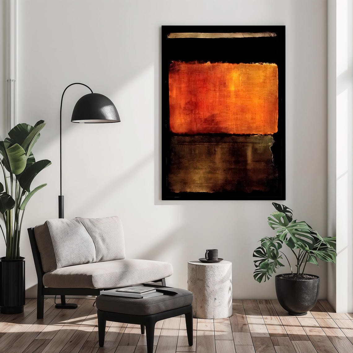 Rothko Style Abstract Orange Black Color Field Modern Art Print - Image 2