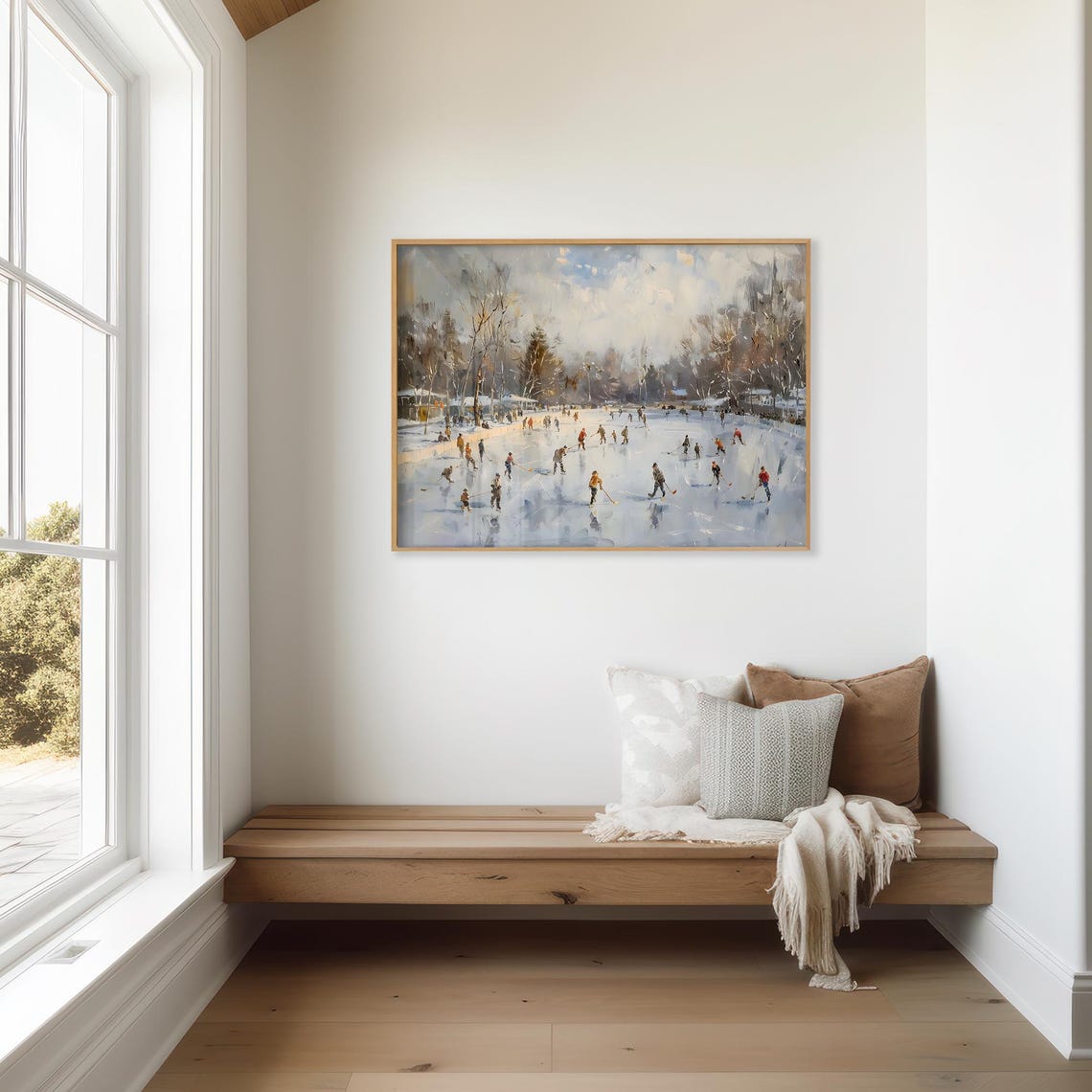 Winter Frozen Lake Vintage Painting Christmas Print Farmhouse Christmas Christmas Wall Art Vp0162 - Image 3