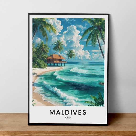 Maldives Beach Print Tropical Island Paradise Art
