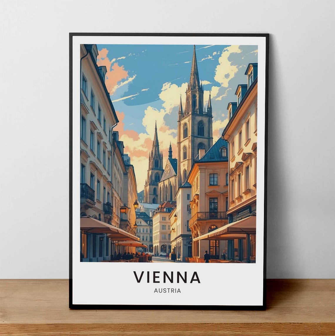 Vienna Austria Print Cityscape Illustration European Travel Decor