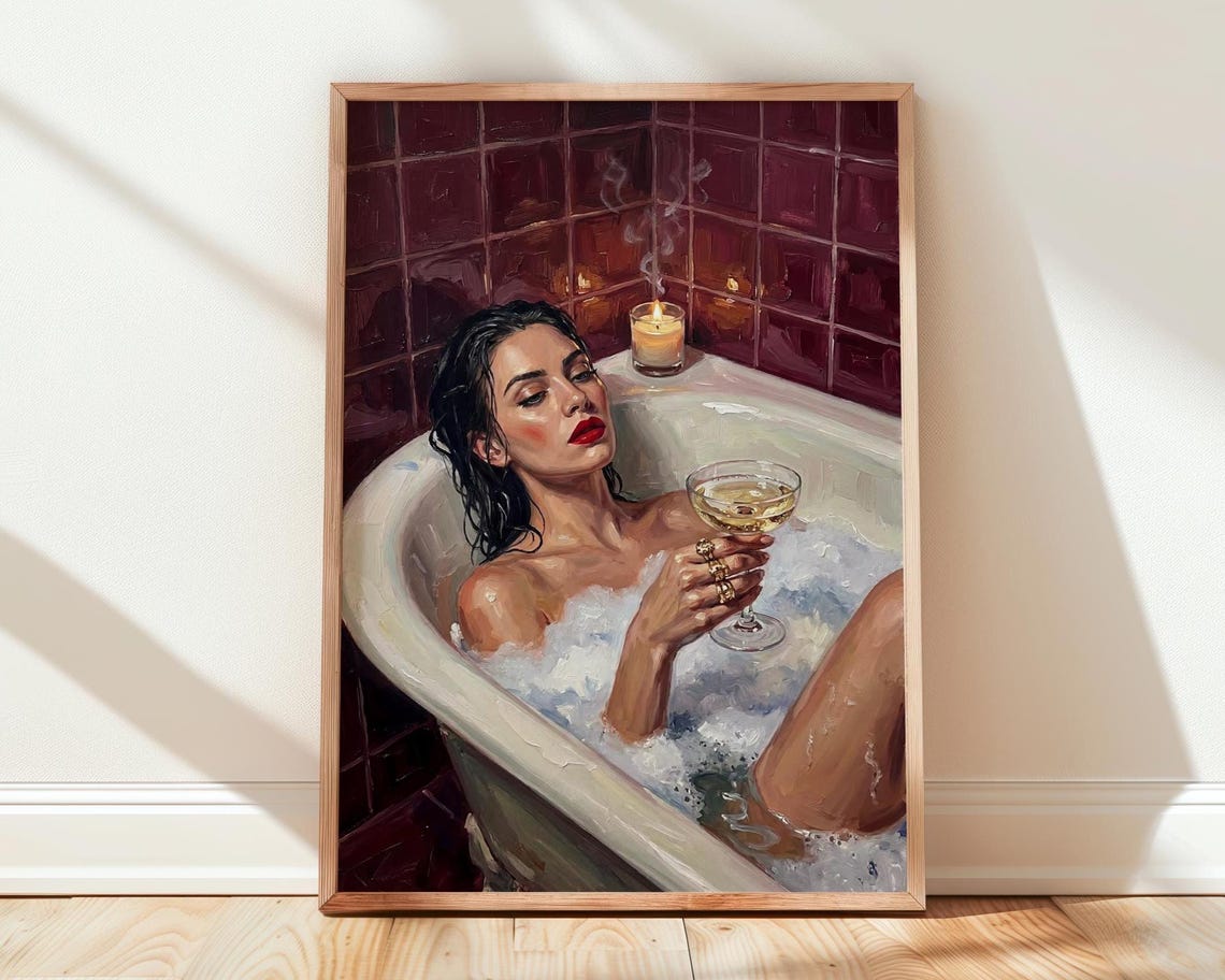 Woman In Bath Bathroom Wall Art Poster