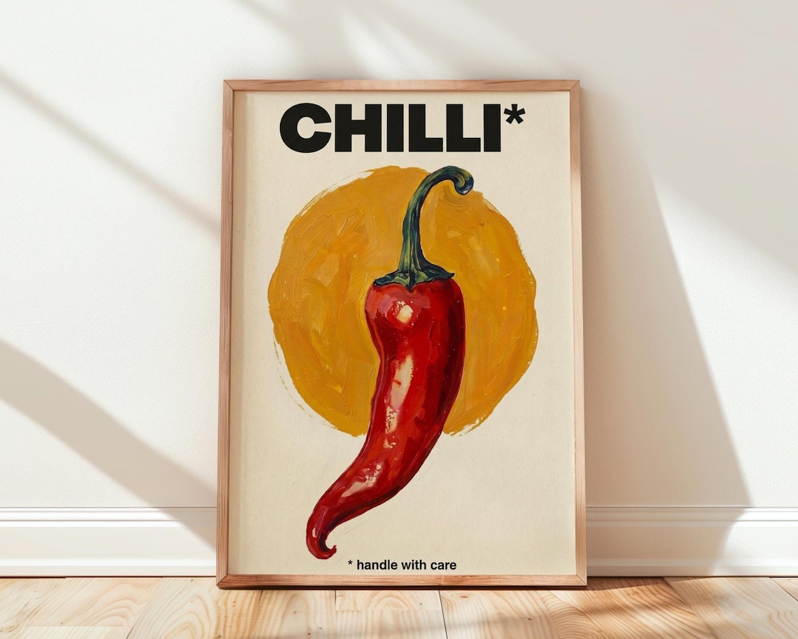Chilli Pepper Art Print, Kitchen Wall Decor