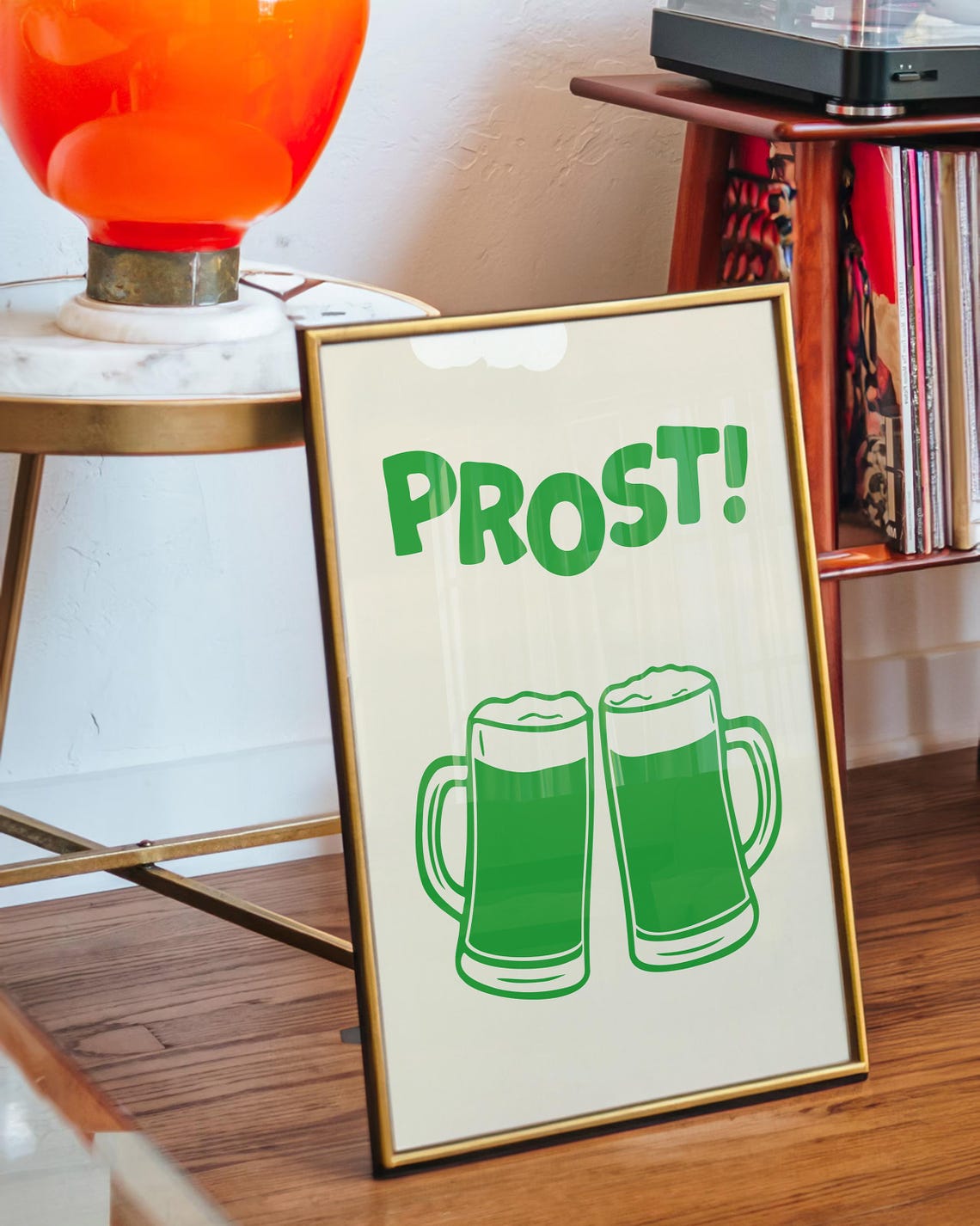 Prost Green Beer Mugs Foamy Steins Oktoberfest Kitchen Bar Poster - Image 3