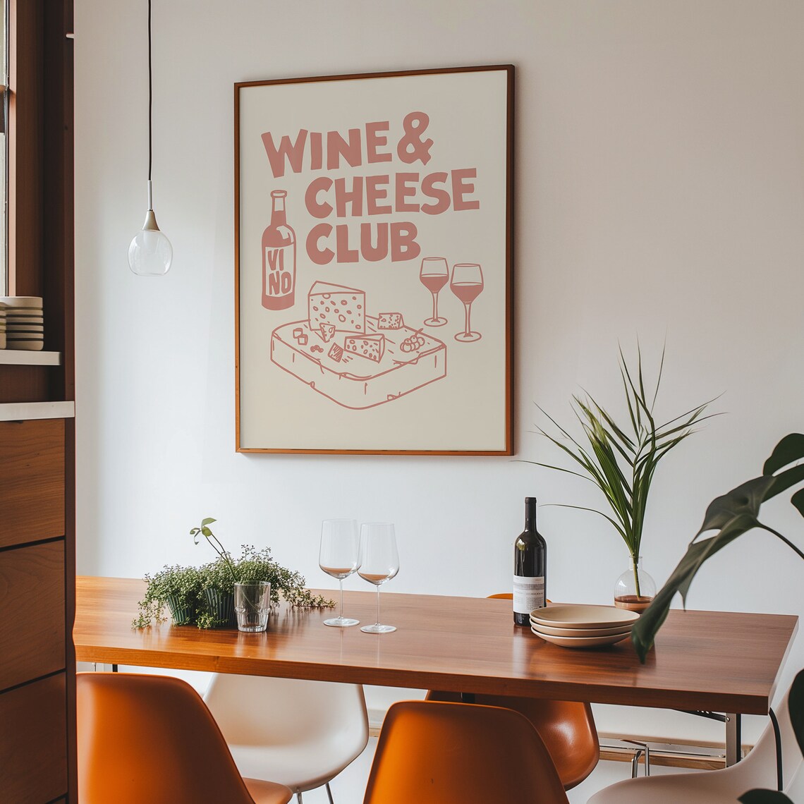 Wine And Cheese Club Retro Bar Cart Art Print - Image 3