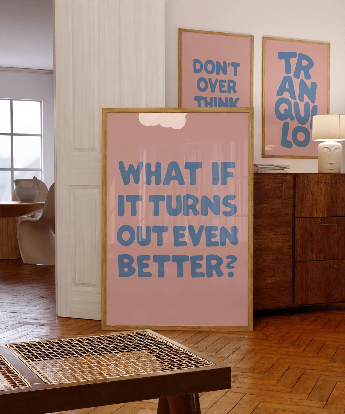 What If It Turns Out Even Better Blue Pink Motivational Quote Poster