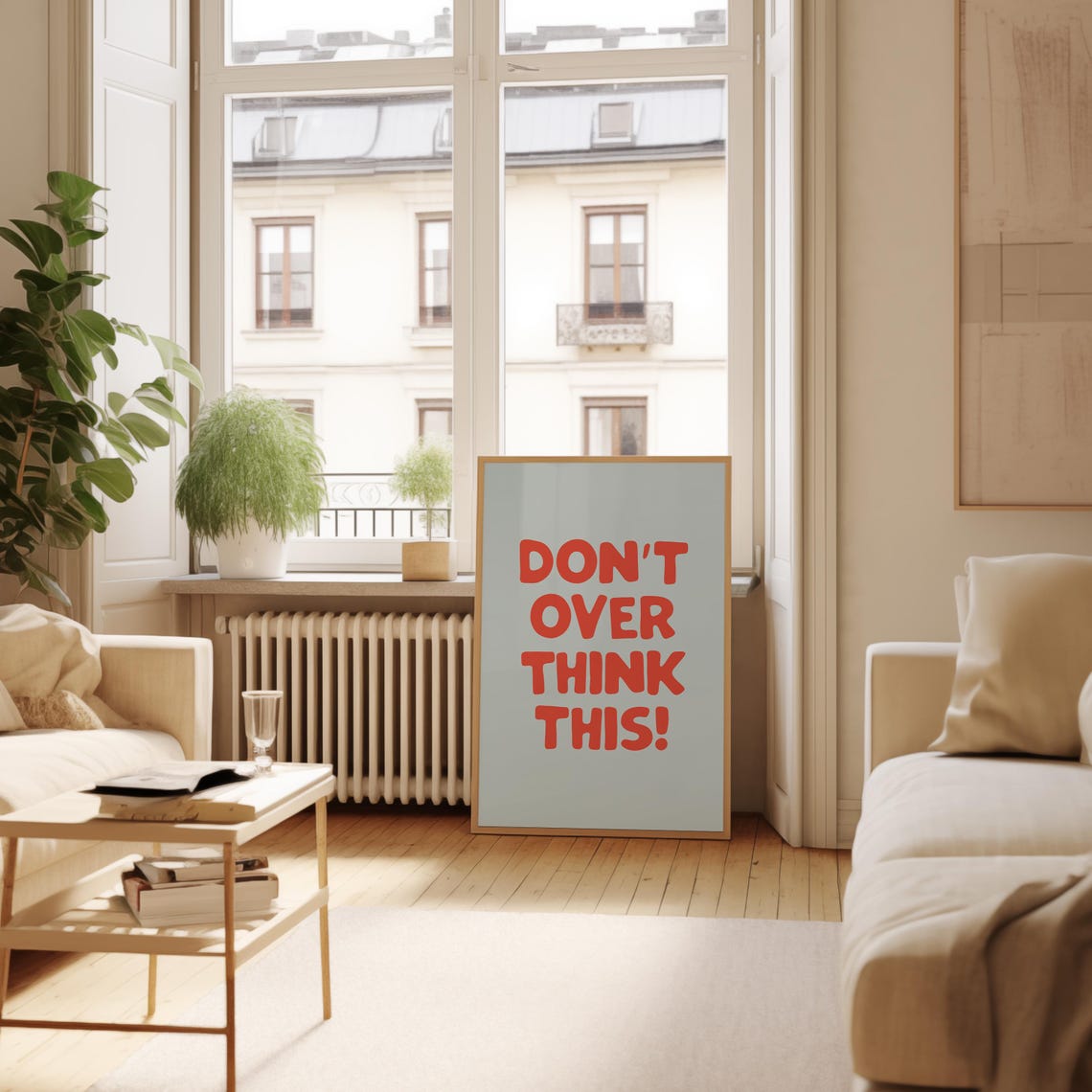 Modern Dont Overthink This Quote Print Minimalist Typography Poster Motivational Power Decor Mental Health Daily Reminder - Image 2