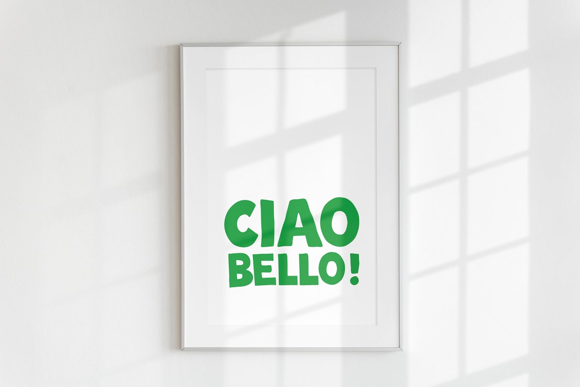 Trendy Ciao Bello Italian Greeting Bold Green Typography Poster - Image 2