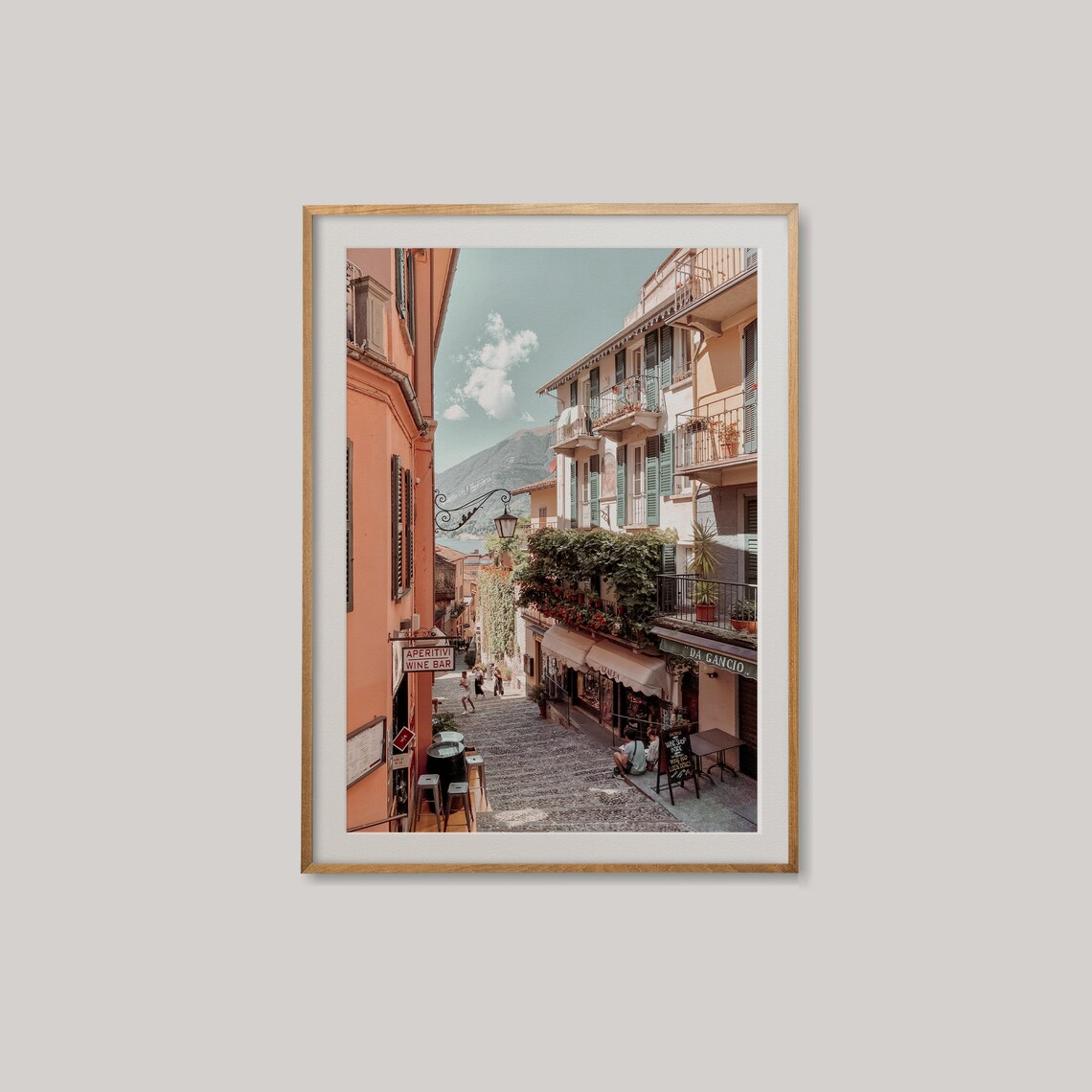 Lake Como Street Cafes Pastel Photo Italy Lakeside Travel Poster - Image 2