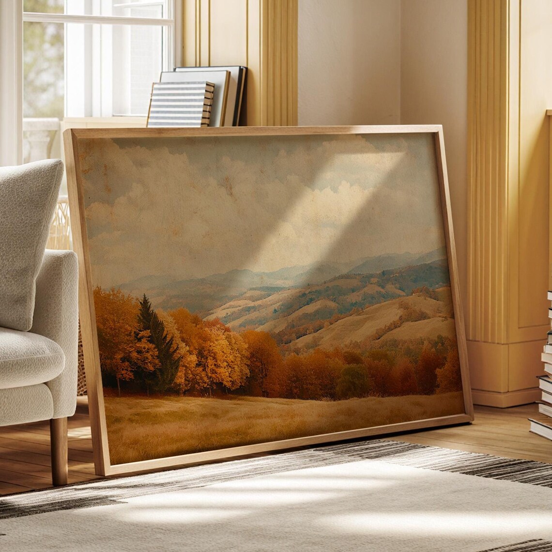 Golden Autumn Hills Rolling Fields with Vibrant Fall Trees Landscape Poster
