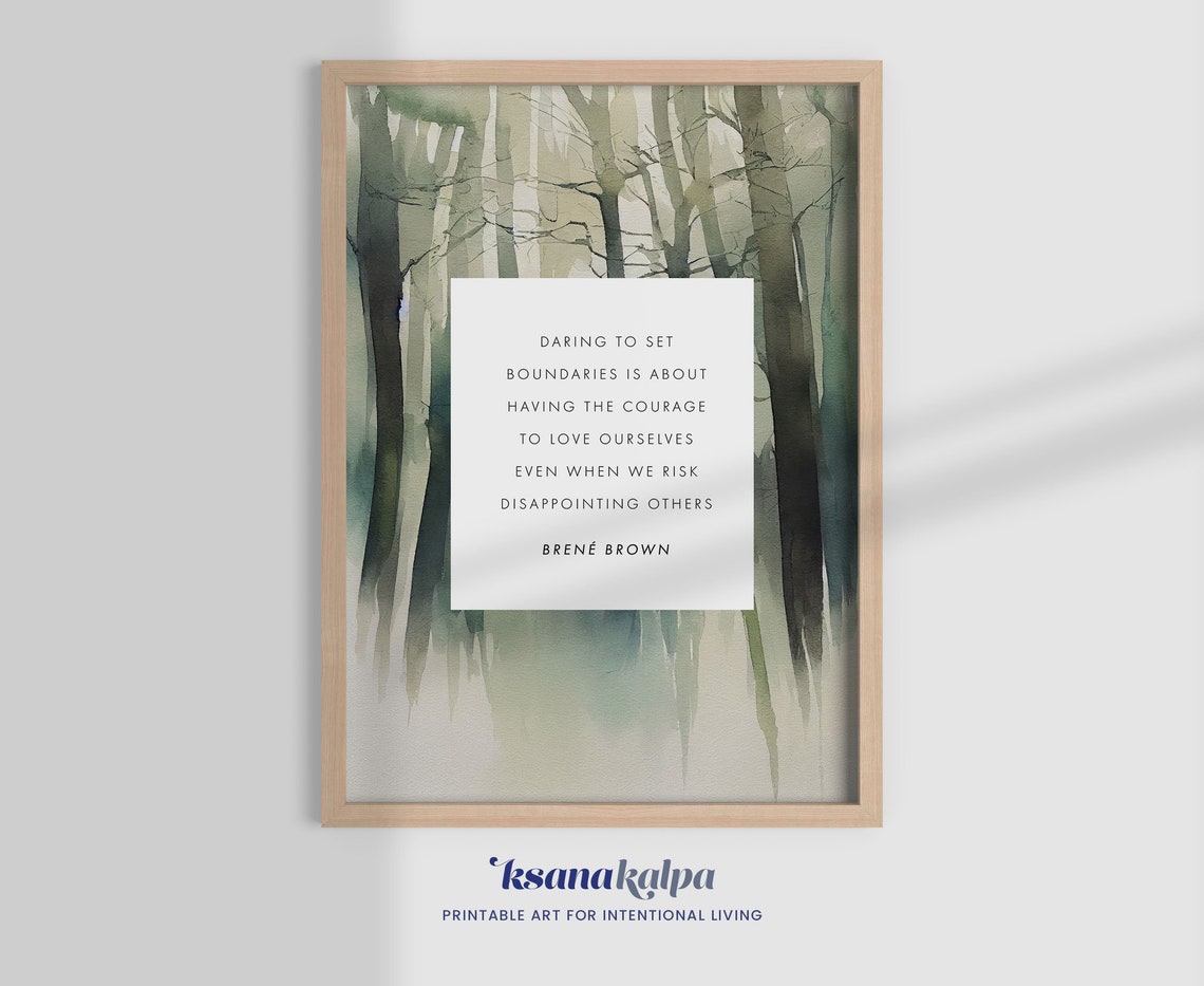 Daring to Set Boundaries Brene Brown Forest Quote Card Poster