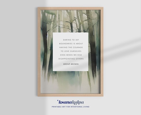 Daring to Set Boundaries Brene Brown Forest Quote Card Poster