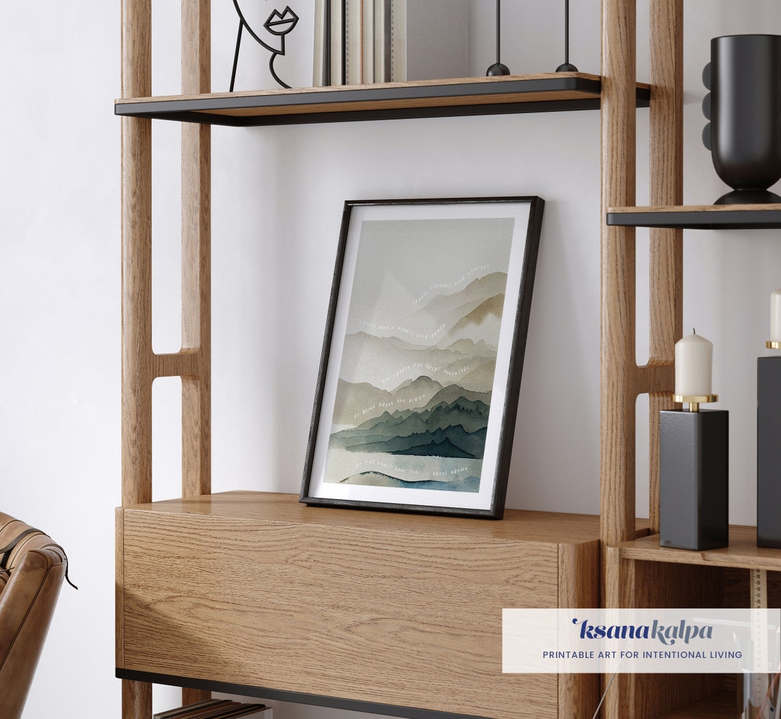 Choose Courage Over Comfort Mountain Layer Watercolor Poster - Image 3