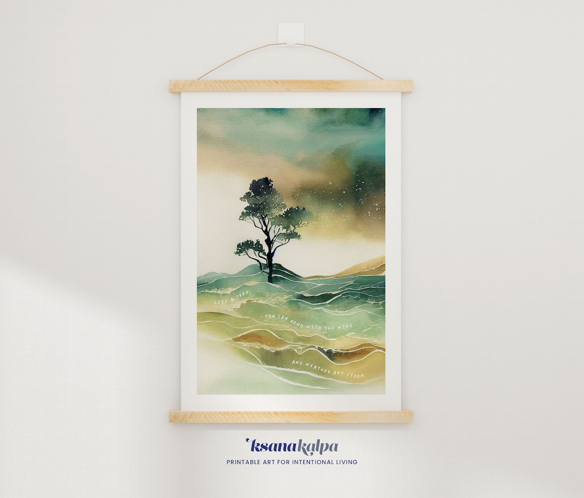 Bend With the Wind and Weather Any Storm Tree Watercolor Poster - Image 2
