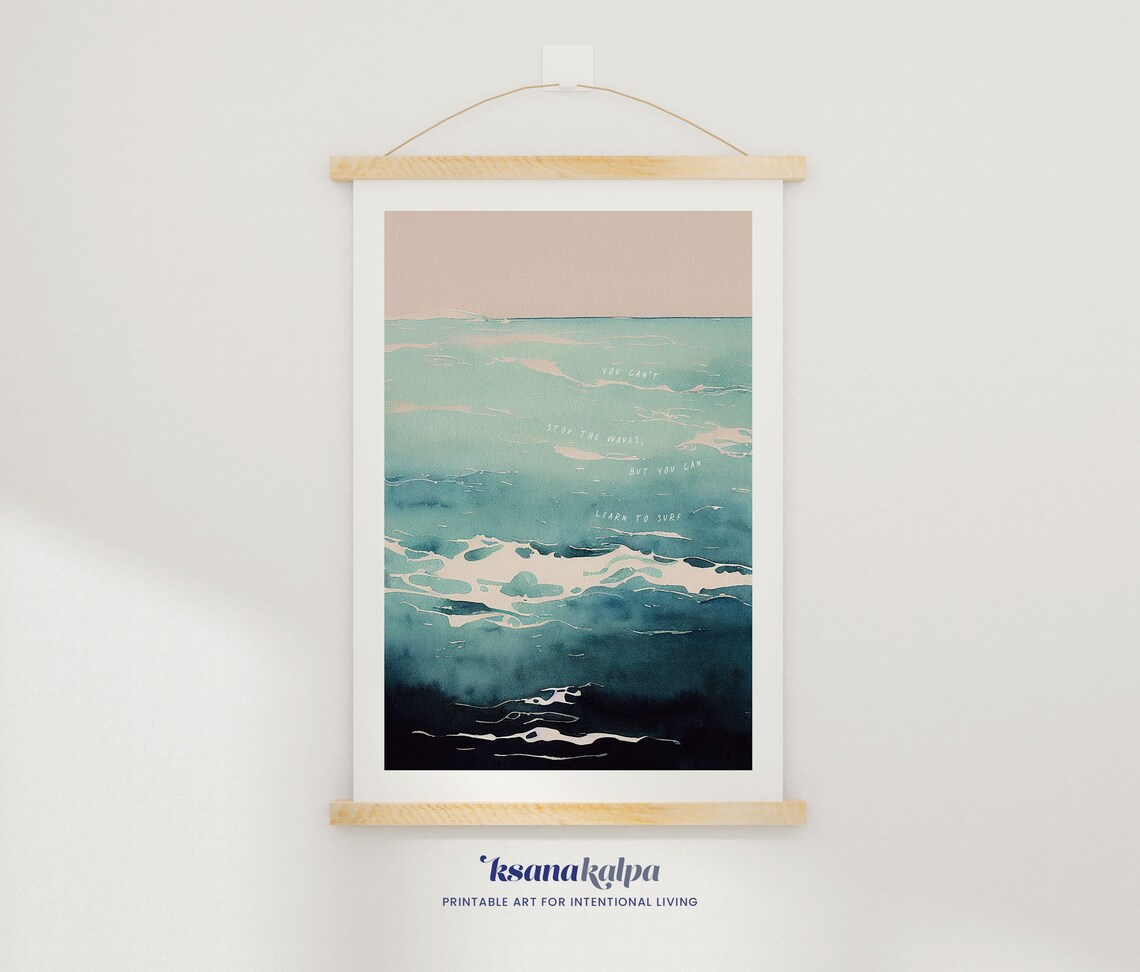 Learn To Surf Watercolor Therapist Office Art Print - Image 2