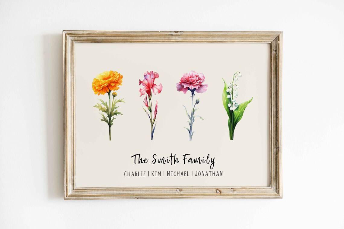 Mothers Day Birth Flower Family Garden Art Print - Image 2