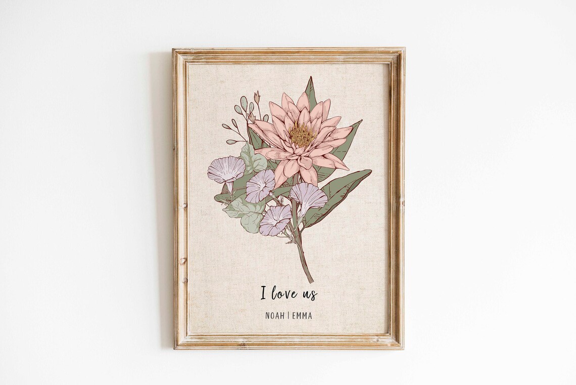 Custom Birth Flower Family Bouquet, Christmas Gift - Image 3