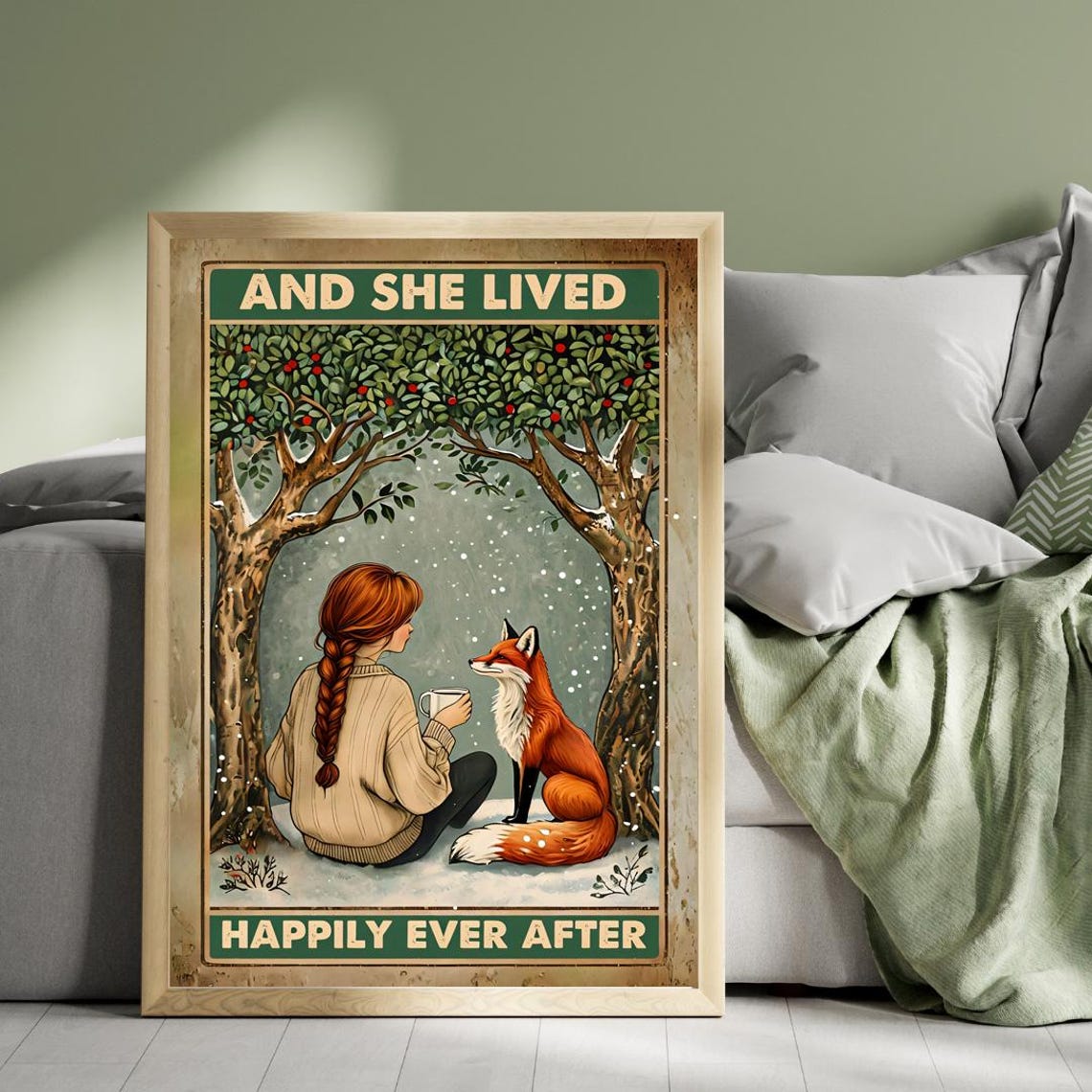And She Lived Happily Ever After Girl And Fox Winter Fairytale Poster - Image 5