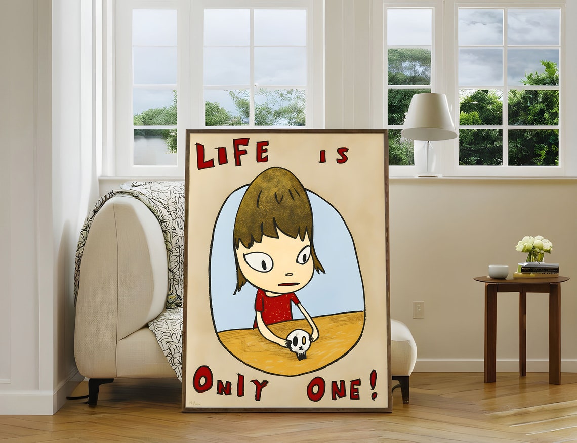 Yoshitomo Nara Life Is Only One Girl With Skull Japanese Art Poster