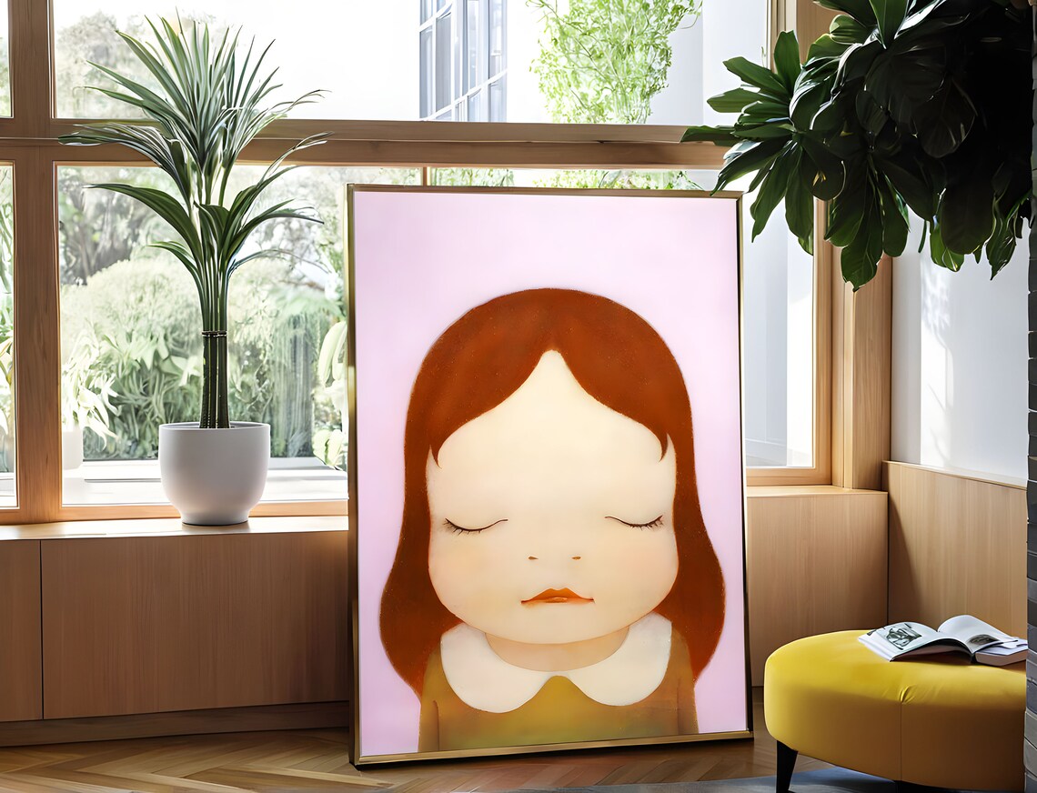 Yoshitomo Nara Unhappily Unhappy Girl Closed Eyes Portrait Poster - Image 2