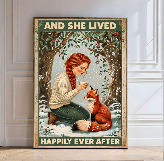 And She Lived Happily Ever After With Fox In Snowy Forest Fairytale Fox Snowy Forest Woodland Winter Scene Red Haired Girl