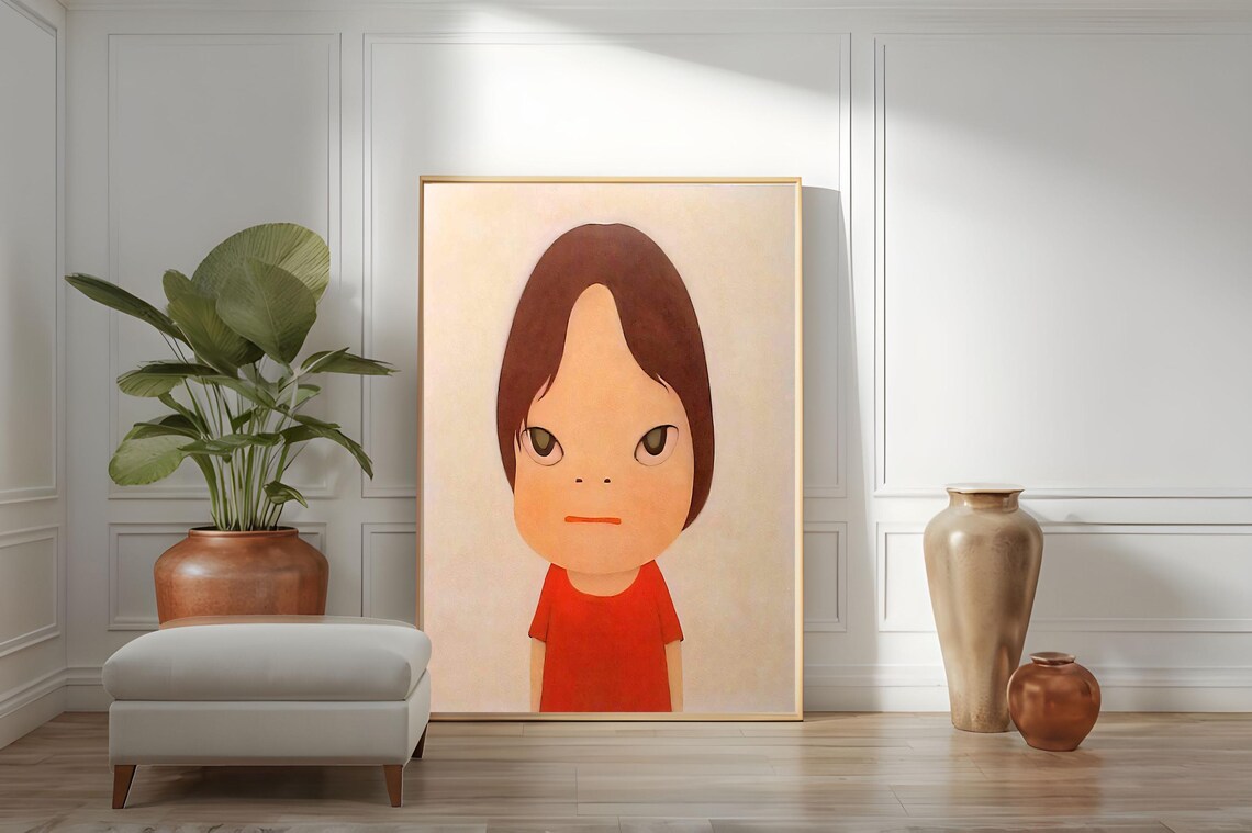 Yoshitomo Nara Tamago Big Eyed Girl Red Shirt Japanese Art Poster - Image 5