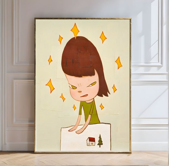 Yoshitomo Nara Angry Girl With Ten Stars Yoshitomo Nara Angry Girl Ten Stars Pop Art Modern Art Defiance Whimsical Minimalist