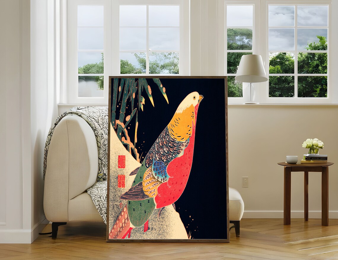 Ito Jakuchu Golden Pheasant in Snow Bamboo Vintage Japanese Print - Image 2