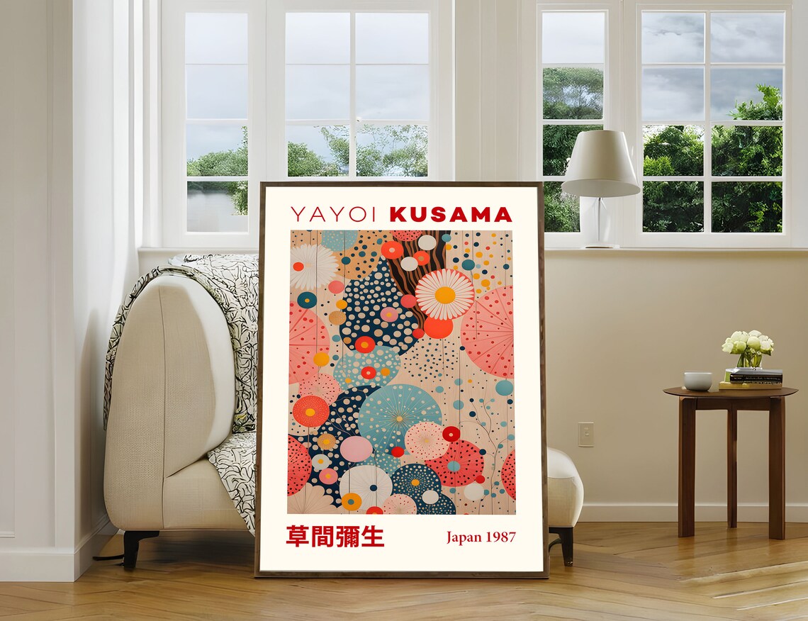 Yayoi Kusama Floral Polka Dot Symphony on Wood 1987 Art Poster - Image 3