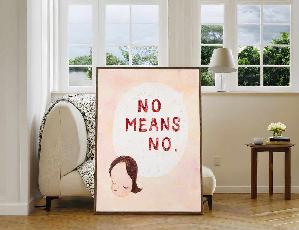 Yoshitomo Nara No Means No 1995 Red Speech Bubble Art Poster - Image 4
