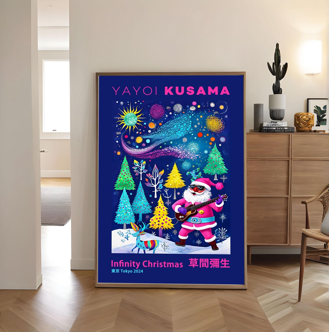 Yayoi Kusama Infinity Christmas Santa Guitar Tokyo 2024 Poster - Image 4