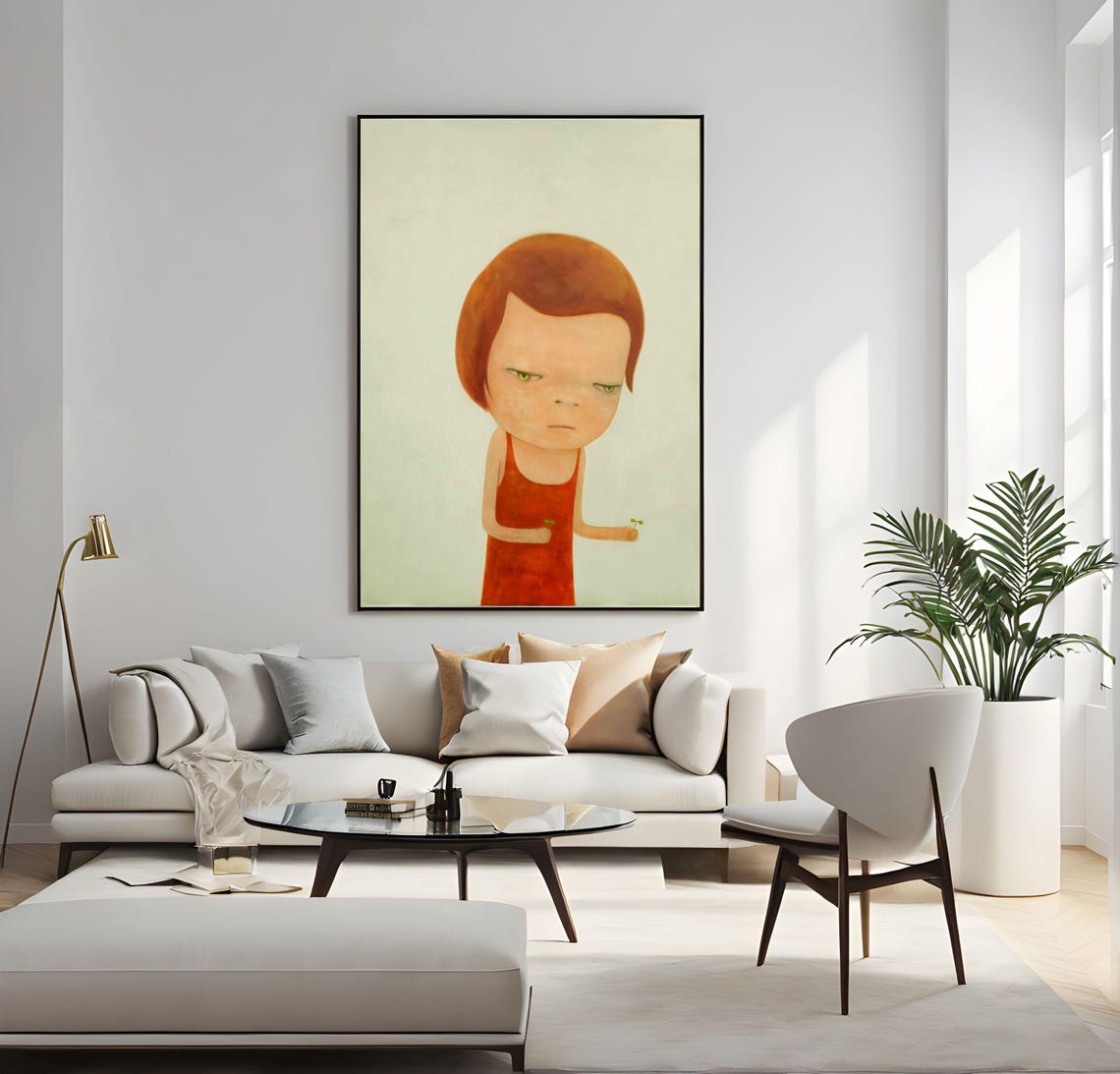 Yoshitomo Nara Under Hazy Sky Redhead Girl with Sprouts Wall Art - Image 3