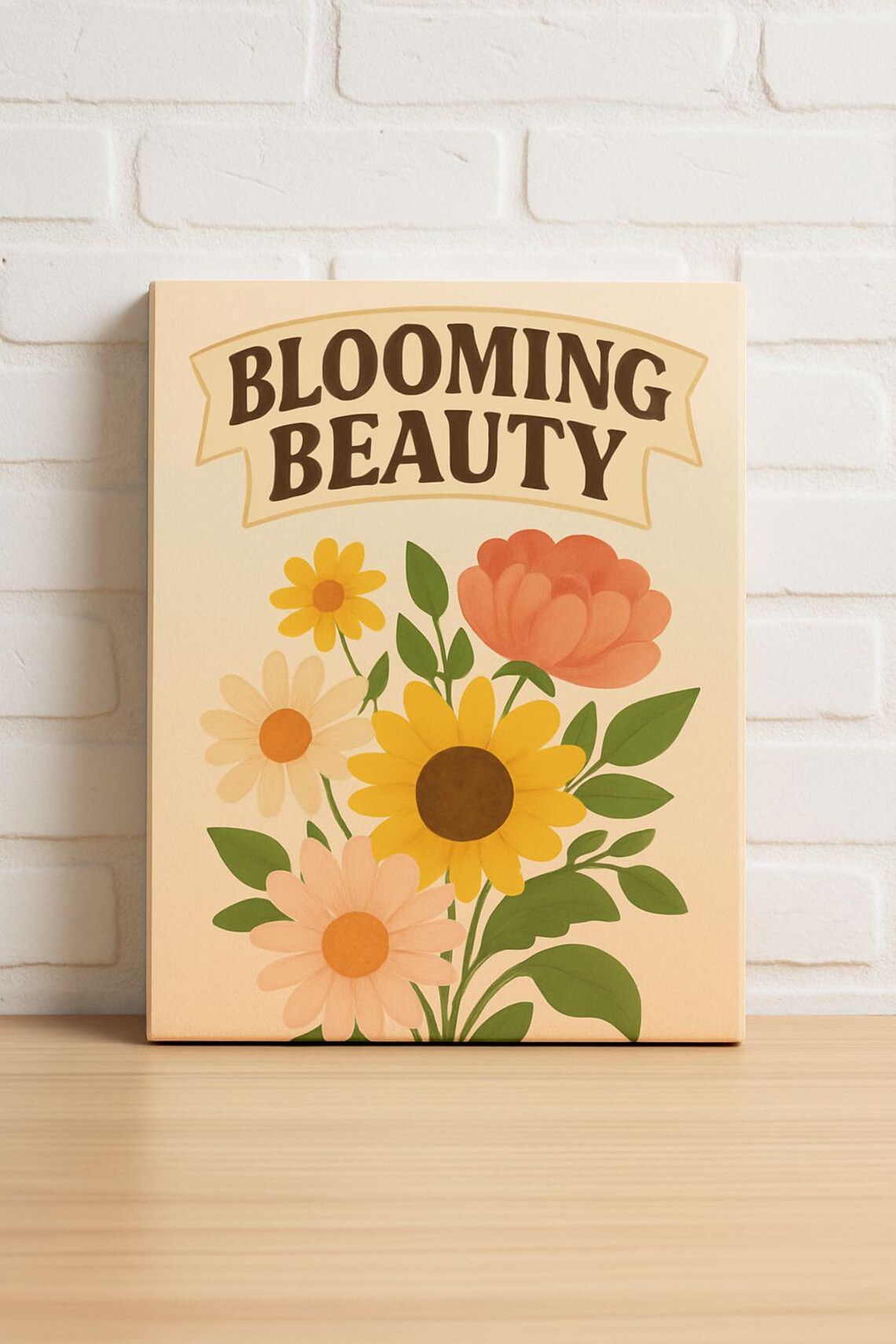 Blooming Beauty Retro Daisy Sunflower Floral Bouquet Vintage Style Poster