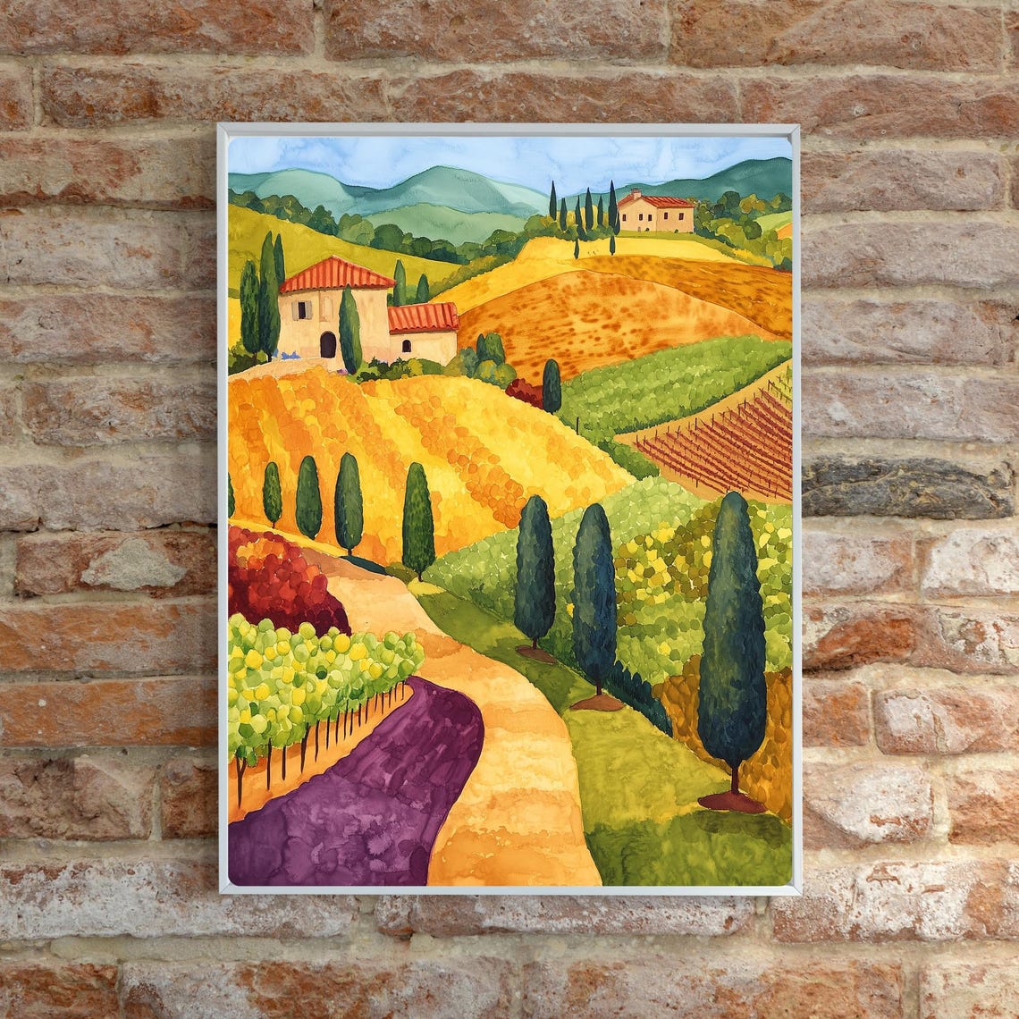 Tuscan Vineyard Rolling Hills Cypress Golden Landscape Poster - Image 6