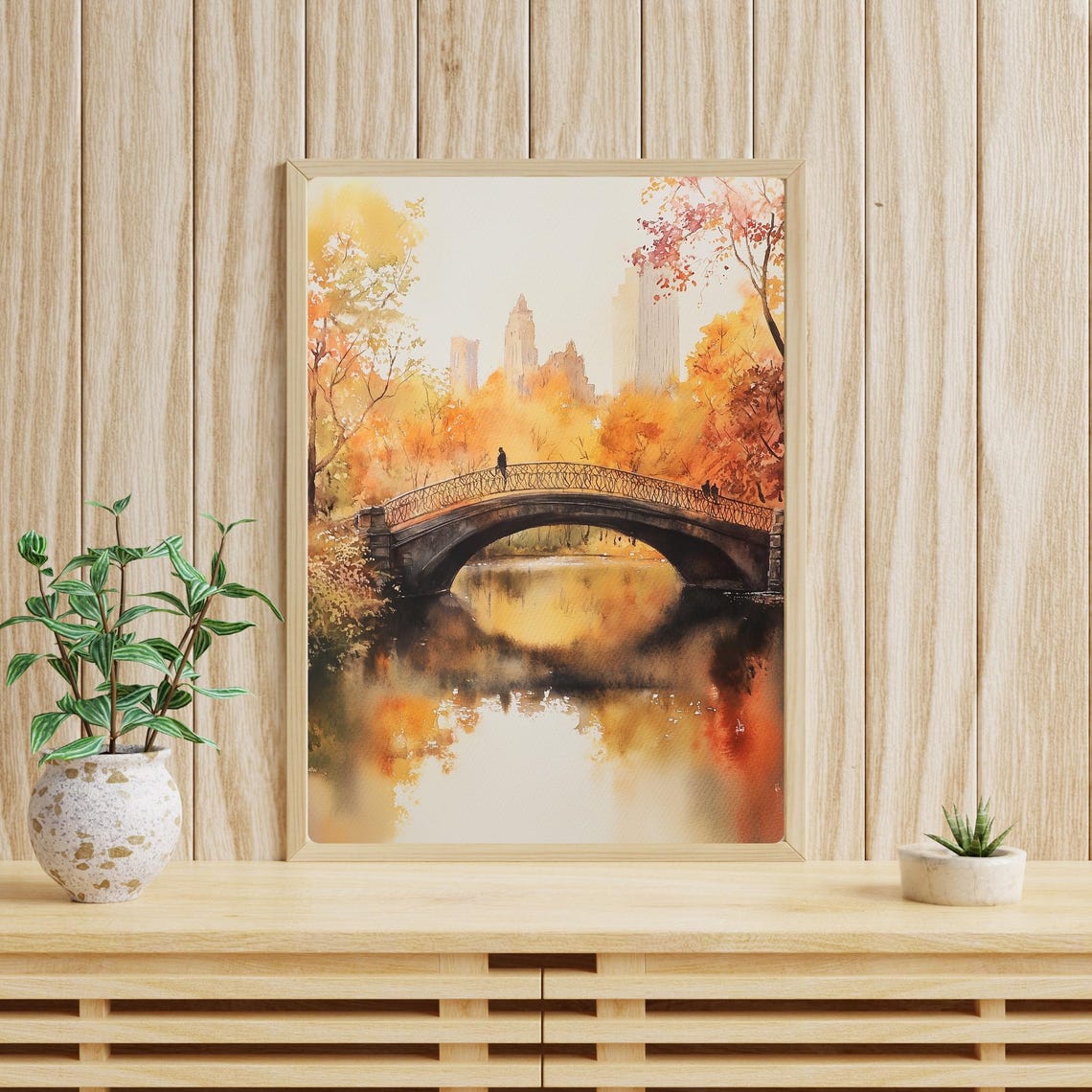 Central Park Bow Bridge Autumn Gold Manhattan Skyline Poster - Image 3