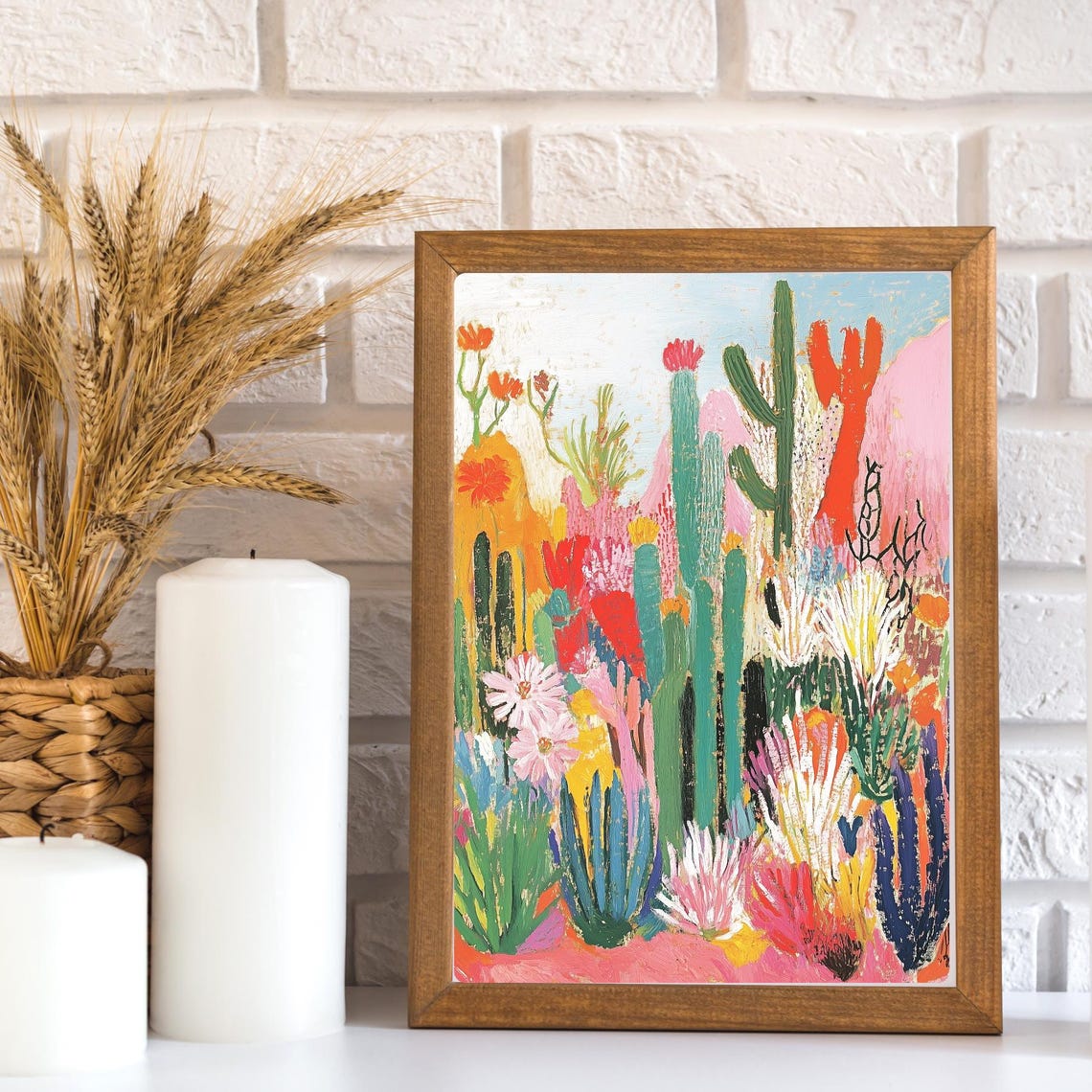 Colorful Fauvist Cactus Garden Desert Blooms Southwest Art Print - Image 3
