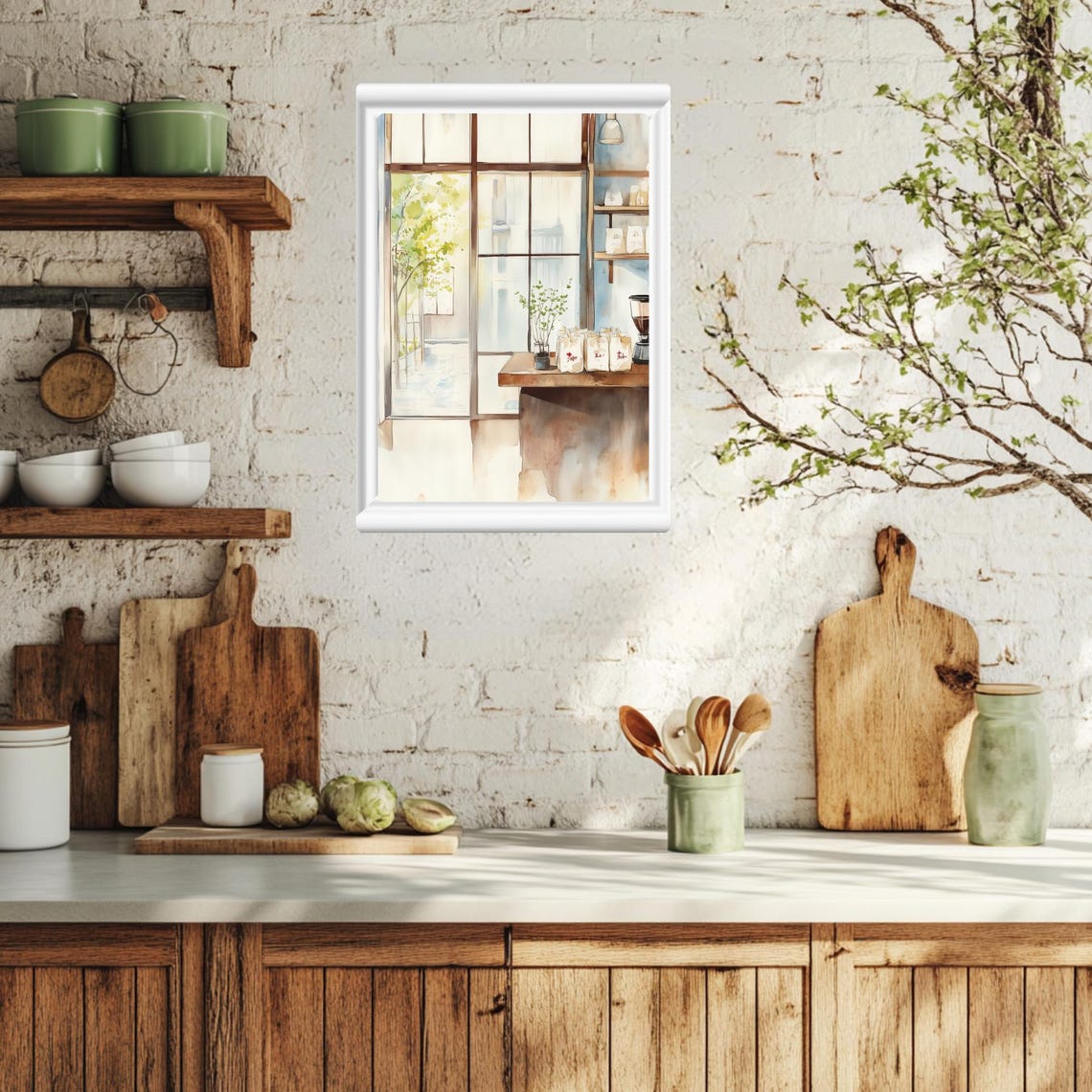 Minimalist Kyoto Coffee Roastery Interior in Morning Light Poster - Image 4