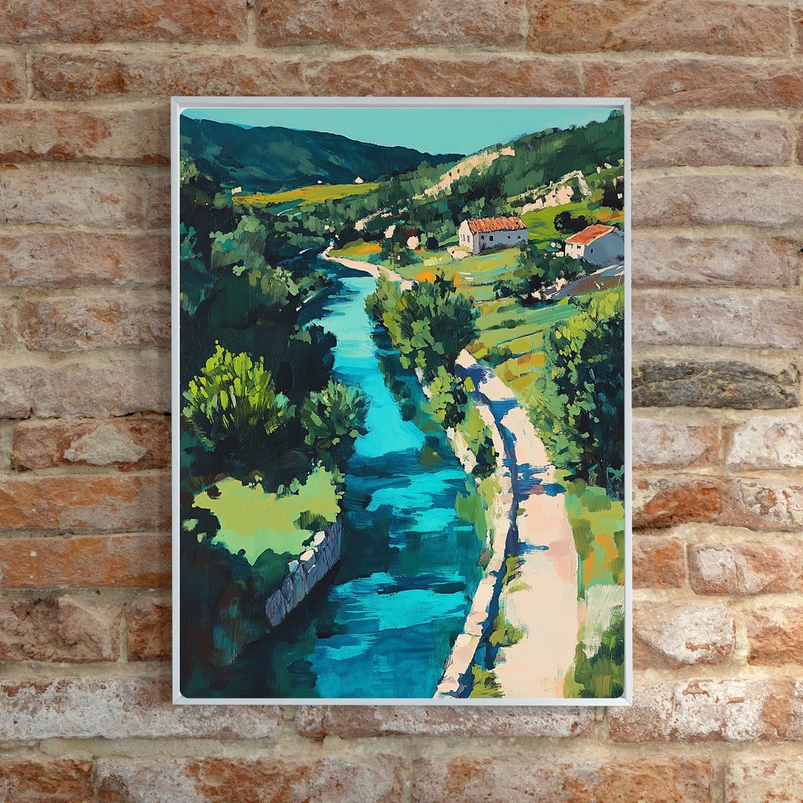 Cetina River Croatia Valley Turquoise Water Blue Gouache Poster - Image 6