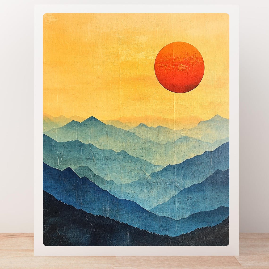 Mountain Range Art Watercolor Sunset Painting Blue Mountains Print Modern Landscape Wall Decor Minimalist Scene Art Abstract Print - Image 4