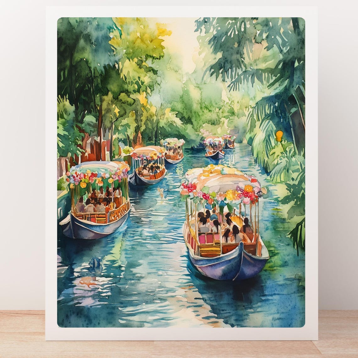 Xochimilco Floating Gardens Trajineras Boats Mexico Canal Poster - Image 5