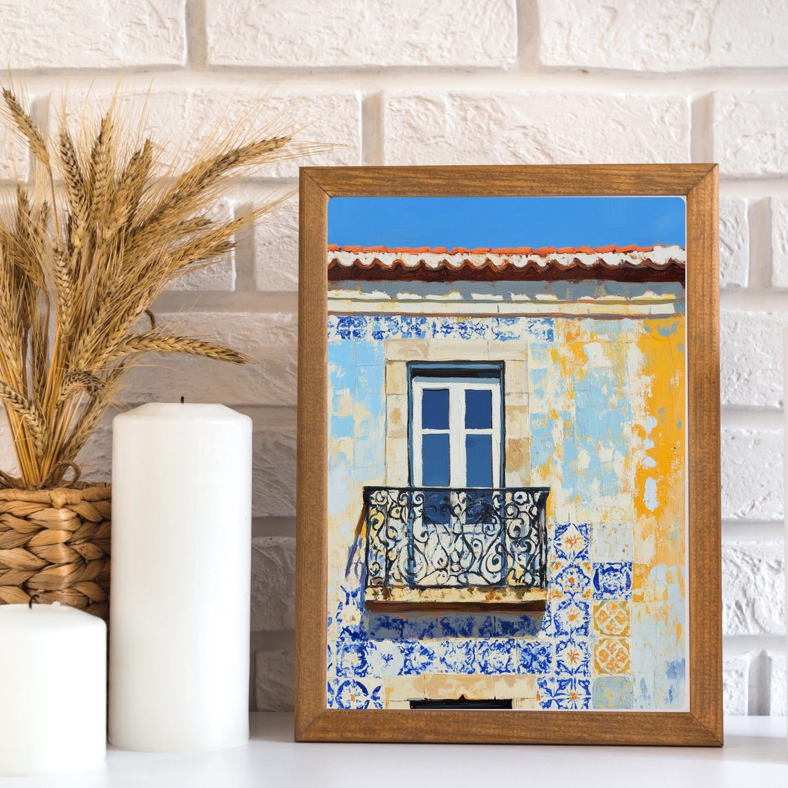 Lisbon Azulejo Tile Balcony Facade Sunny Portugal Travel Poster - Image 3