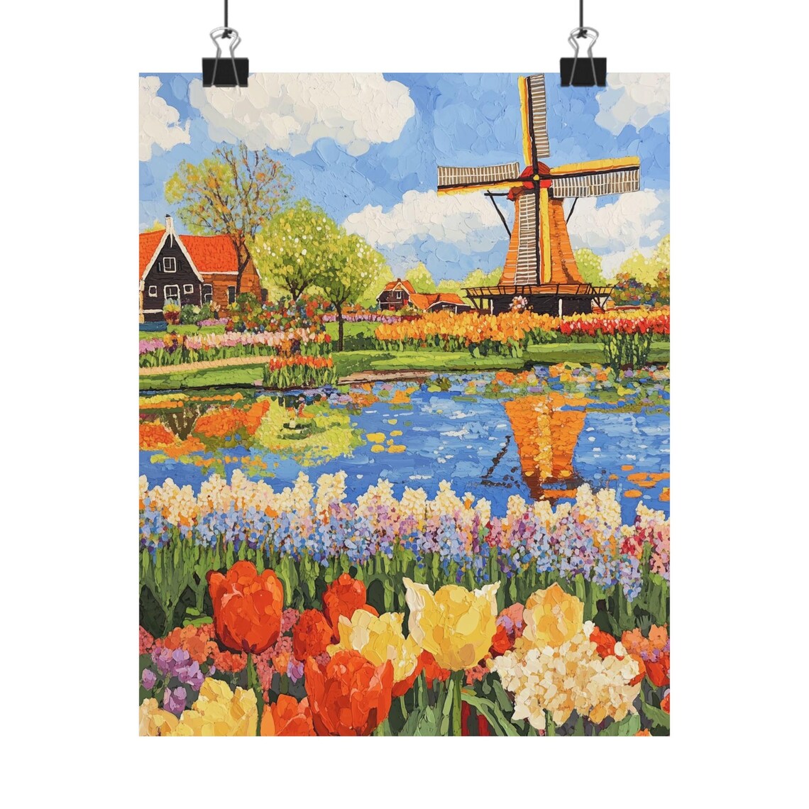 Keukenhof Gardens Gouache Art Print, Dutch Travel Souvenir