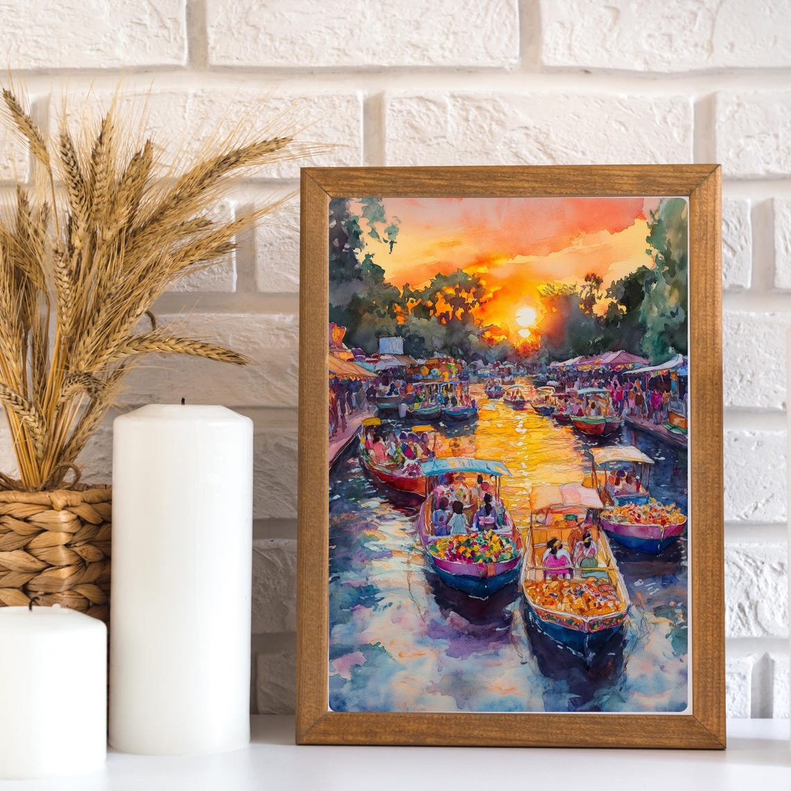 Trajineras Full of Flowers on the Xochimilco Canals at Sunset Poster - Image 3