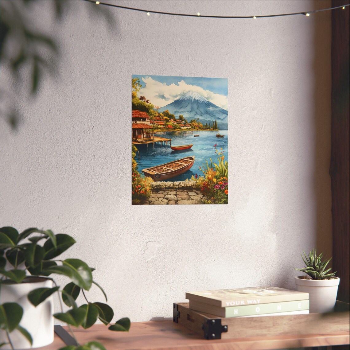 Lake Atitlan Watercolor Art Print, Guatemala Landscape - Image 3