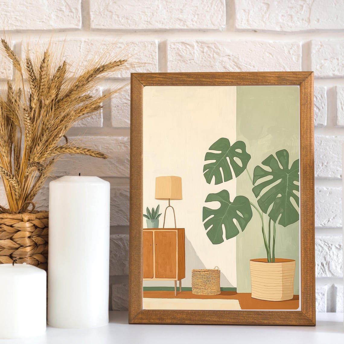 Minimalist Monstera Plant in a Scandinavian Living Room Print - Image 3